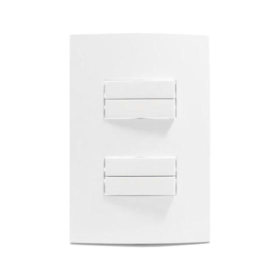 Imagem de Conj. 4 Interruptores Simples 4X2 Branco Brilhante Margirius SLEEK