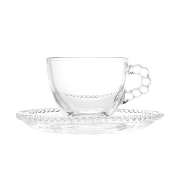 Imagem de Conj 4 Xicaras de café Cristal com pires Pearl 80 ml