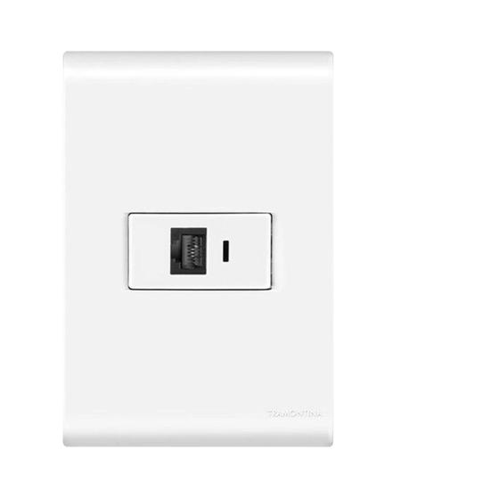 Imagem de Conj 4X2 1 Tomada RJ45 cat 6 Liz Branco Tramontina C/5 UNID