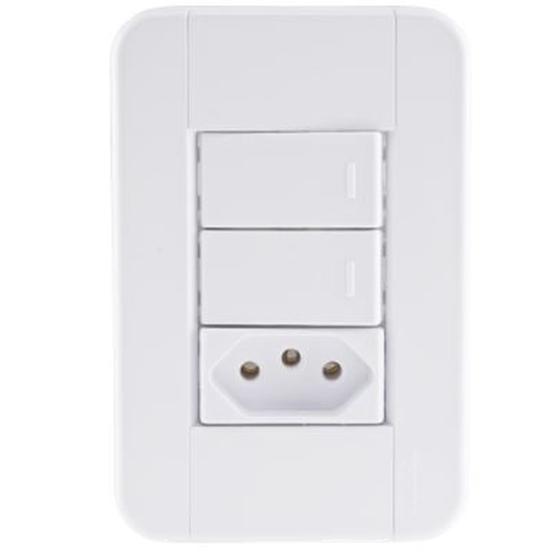 Imagem de Conj 4x2 2 Interruptor Simp 1 Tomada 2P+T 10A Branco TABLET