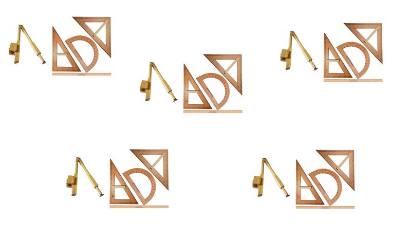 Imagem de CONJ 5 Kits Geométricos do Professor Mdf Com 5 Réguas 1 Metro, 5 Compasso Para Quadro Branco, 5 Esquadro 30/60 Graus, 5 Esquadro 45 Graus e 5 Transfer