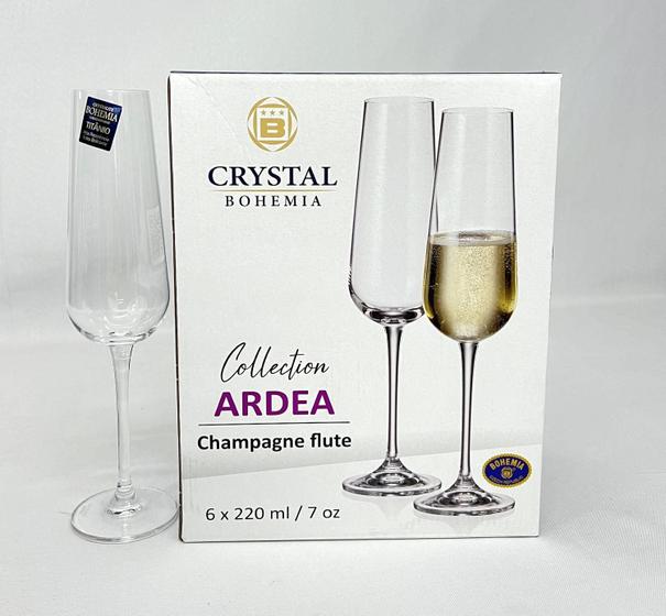 Imagem de Conj 6 Taças Cristal Ardea Bohemia 220ml Espumantes Titanium