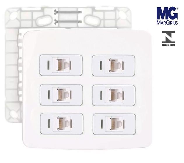 Conj 6 Tomada para rede de informática RJ45 4x4 Margirius B3 Menor preço em Conj 6 Tomada para rede de informática RJ45 4x4 Margirius B3