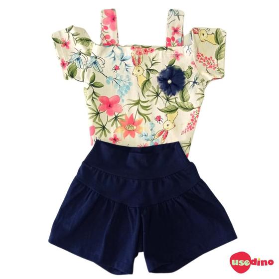 Imagem de Conj. Blusa Estampada e Shorts Cotton