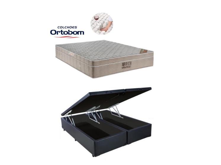 Imagem de Conj. Colchão Ortobom Airtech 138x188x30 c/ Cama Box Baú Bipartido 138x188