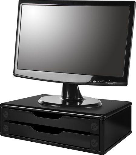 Imagem de Conj com 6 Suportes Para Monitor em MDF Black Piano 2 Gavetas Black Piano Souza Referência 3346