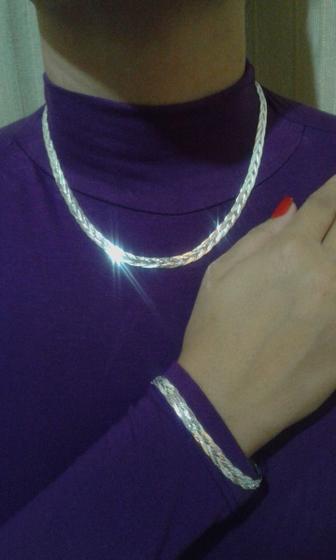 Imagem de Conj.corrente/colar Pulseira Feminina Prata 925 5 Fios 45cm