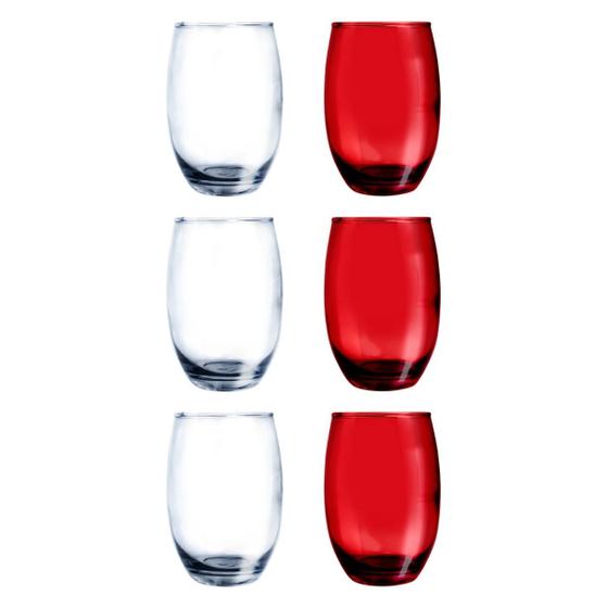 Imagem de Conj de Copos Vidro 3-Transp 3-Vermelho 450ml California