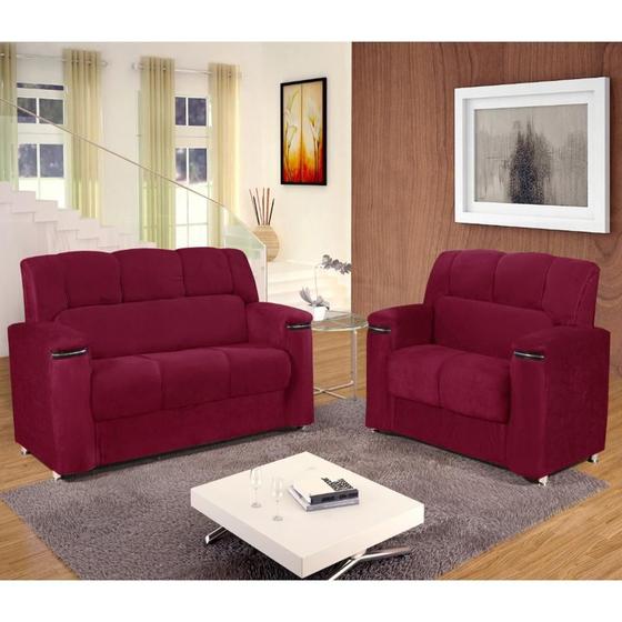 Conj. Estofado 3x2 Lugares Styllus Vinho Gardênia Bello Sofás