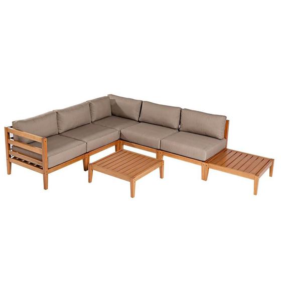 Conj. Sofá de Canto Ripado Fendi + Mesa Centro Cannes Mel - 72483 Menor preço em Conj. Sofá de Canto Ripado Fendi + Mesa Centro Cannes Mel - 72483