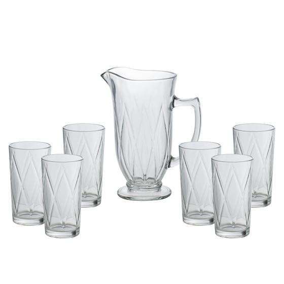 Imagem de Conj. Triangle 6 copos de vidro de 270 ml e 1 jarra de 1 litro - BON GOURMET- Ref.28137