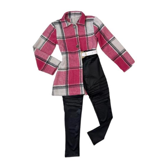 Imagem de Conjuntinho Inverno Infantil Elegante Casaco Calça Mini Diva Moda Blogueirinha