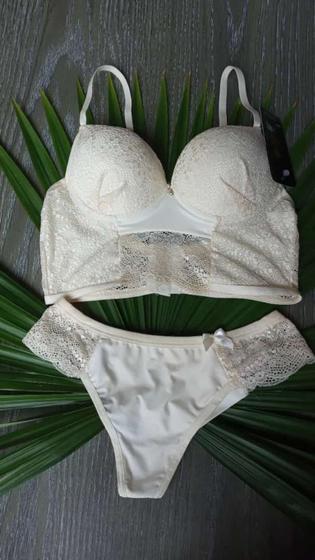 Imagem de Conjuntinho lingerie marfim com laço. Tam. P