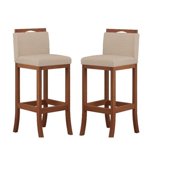 Conjunto 02 Banquetas Alta em Madeira Maciça Londres CCS Interiores Menor preço em Conjunto 02 Banquetas Alta em Madeira Maciça Londres CCS Interiores