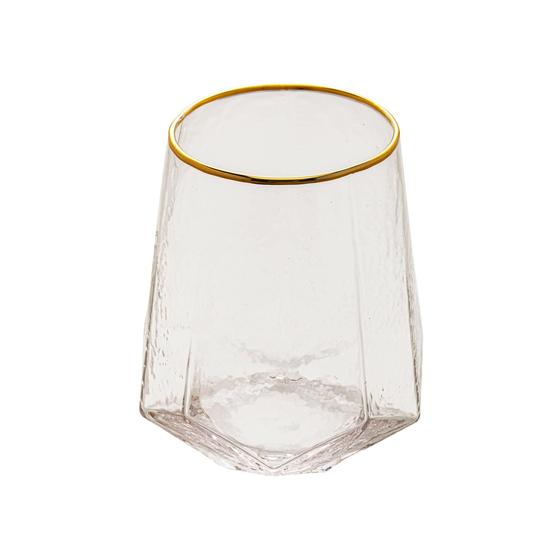 Imagem de Conjunto 02 Copos Baixos De Cristal Com Borda Dourada 550Ml