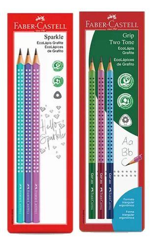 Imagem de Conjunto 02 Kits Ecolápis Faber-castell Sparkle E Two Tone