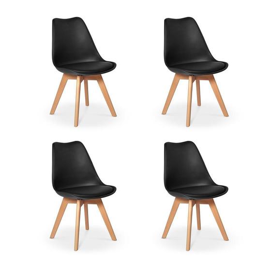 Imagem de Conjunto 04 Cadeiras Eames Wood Leda Design - Preta