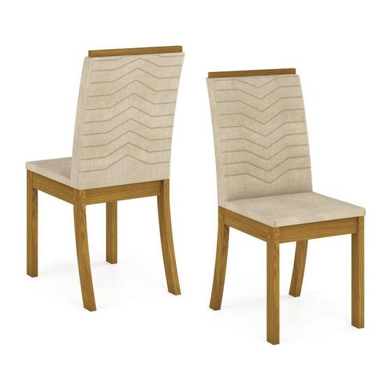 Imagem de Conjunto 04 Cadeiras Estofadas Isa Henn Nature Com Linho