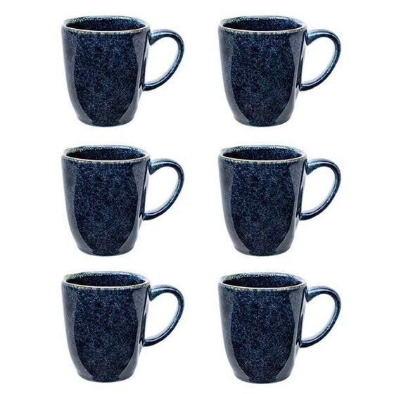 Imagem de Conjunto 06 Canecas Orgânicas Azul de Porcelana 380 ml Ryo Safira Oxford