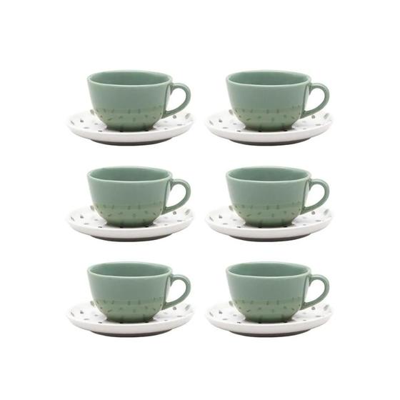 Imagem de Conjunto 06 Xícaras de Chá Linha Samambaia - Referência AO12-1C01 Oxford Porcelana, Xícara para chá Opção de presente, 