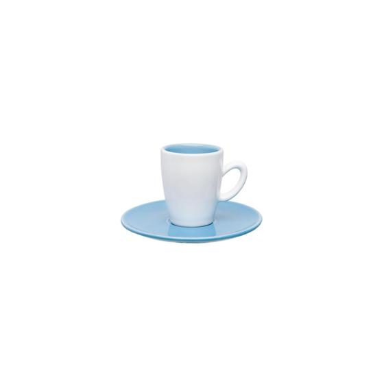 Imagem de Conjunto 06 Xícaras e Pires Café Expresso 75ml Azul e Branco - Oxford Porcelanas