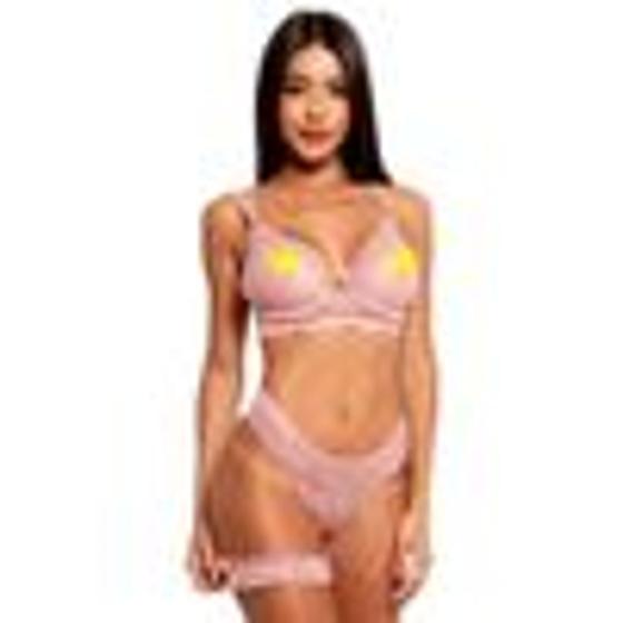 Imagem de Conjunto 1/2 taça rendado transparente gil lingerie