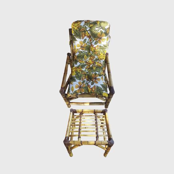 Imagem de Conjunto 1 Cadeira E Mesa De Centro Bambu P/ Area Branca e Flor
