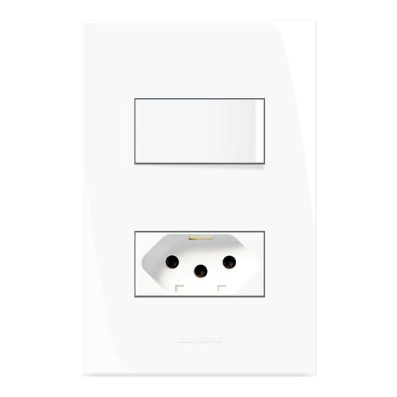 Imagem de Conjunto 1 Interruptor Simples + 1 Tomada 2 Pólos 10a 250v~ com Placa 4x2 Inova Pro Alumbra