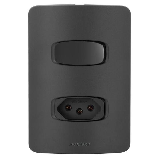 Imagem de Conjunto 1 Simples + 1 Tomada 20A Alumbra Gracia Black Maxx