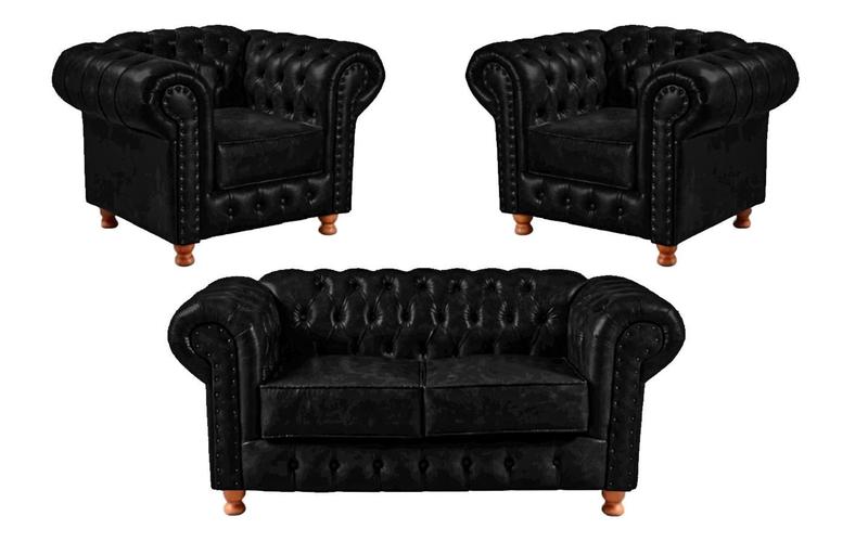 Conjunto 1 Sofá 1,80cm + 2 Poltronas Chesterfield Luiz XV Novo