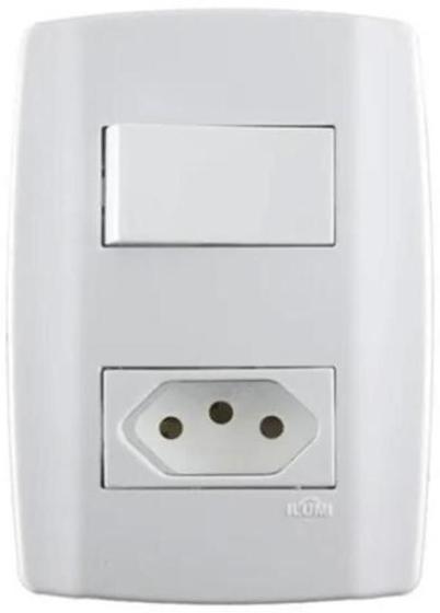 Imagem de Conjunto 1 Tomada 3P 10A + 1 Interruptor Simples Slim 80200