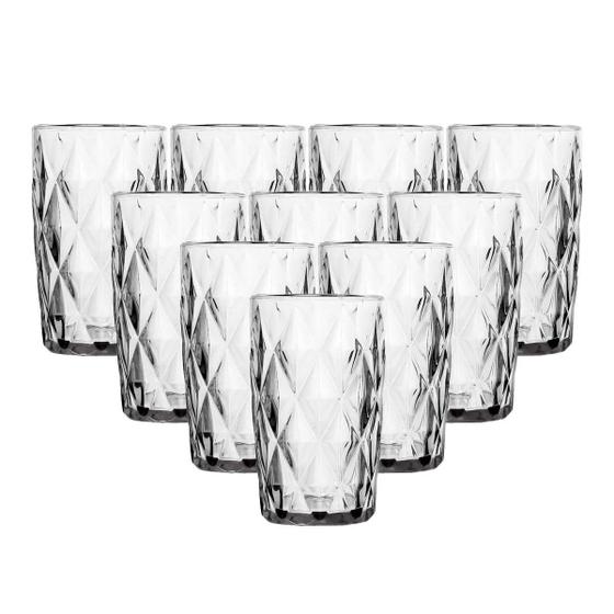 Imagem de Conjunto 10 Copos Vidro Diamond Transparente Alto Grande
