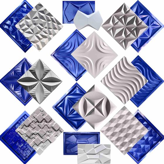Imagem de Conjunto 10 Formas 3d Gesso E Cimento Abs Azul 1mm Lindíssimo