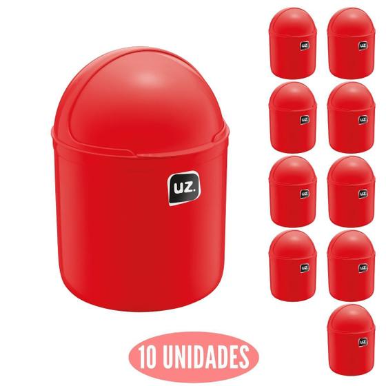 Imagem de Conjunto 10 Lixeiras com Tampa p Escritorio Vermelho 4L