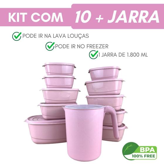 Imagem de Conjunto 10 Potes 1 Jarra Marmita Organizador Plasticos