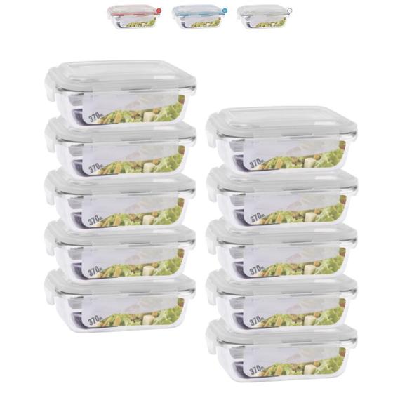 Conjunto 10 Potes 370ml Vidro Hermético Marmita Fit Vedação Menor preço em Conjunto 10 Potes 370ml Vidro Hermético Marmita Fit Vedação