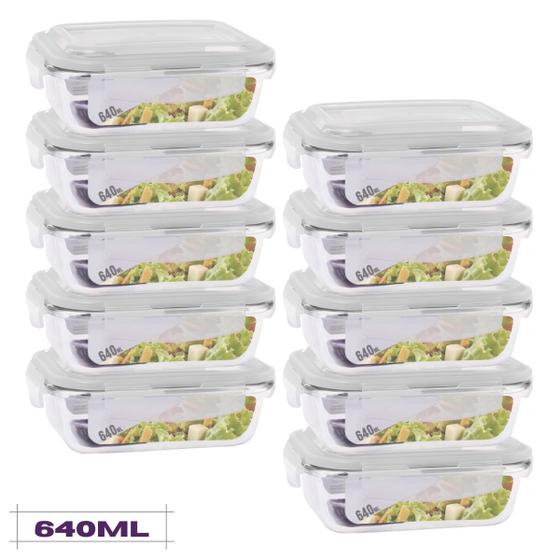 Conjunto 10 Potes Vidro Hermetico Ret 640 ml Dieta Fit Menor preço em Conjunto 10 Potes Vidro Hermetico Ret 640 ml Dieta Fit