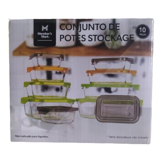 Imagem de Conjunto 10 Potes Vidro Hermético Tamanho Variado Keep Fresh