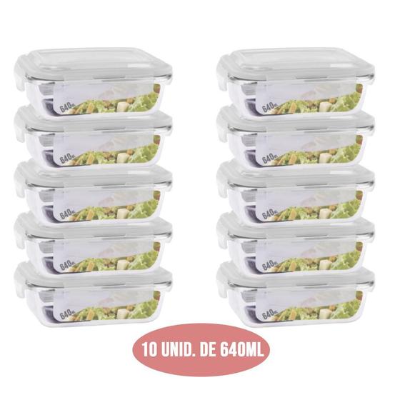 Conjunto 10 Potes Vidro Marmita Fit Vedação 4 Travas 640ml Menor preço em Conjunto 10 Potes Vidro Marmita Fit Vedação 4 Travas 640ml
