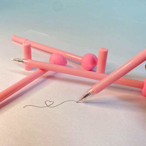 Imagem de Conjunto 12 canetas de gel desenho animado coração delicado papelaria fofa