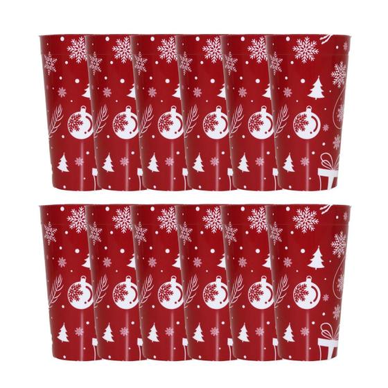 Imagem de Conjunto 12 Copo Decoração De Natal Reutilizáveis Envio Já