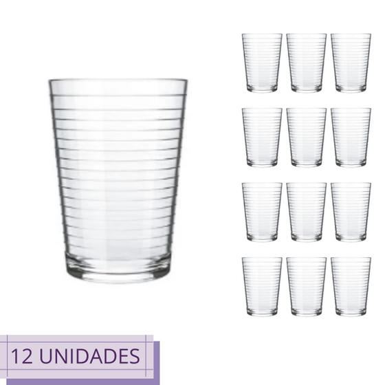 Imagem de Conjunto 12 Copos Ginga Nadir Luxo Vidro Transparente 265ml