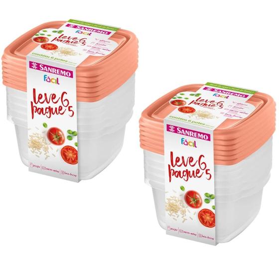 Imagem de  Conjunto 12 Potes 800ml - Freezer e Micro-Ondas Sanremo Para Marmita Cor Sortida