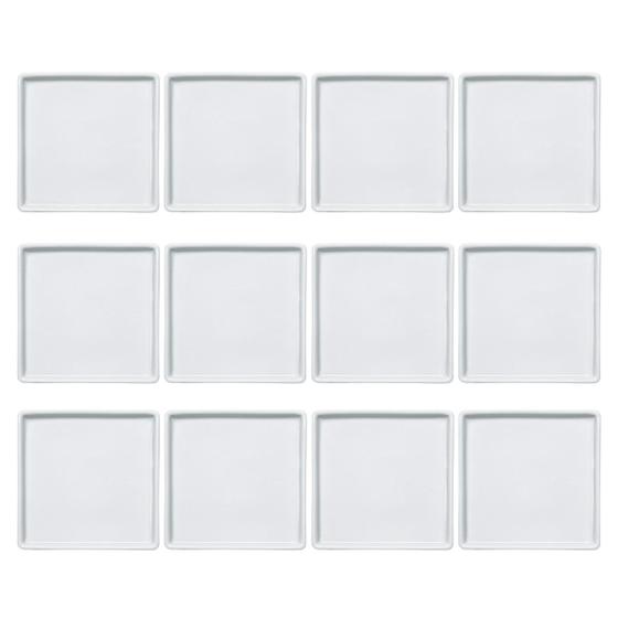 Conjunto 12 Pratos de Porcelana Branco Quadrados Rasos 16x16cm Americana Germer Menor preço em Conjunto 12 Pratos de Porcelana Branco Quadrados Rasos 16x16cm Americana Germer
