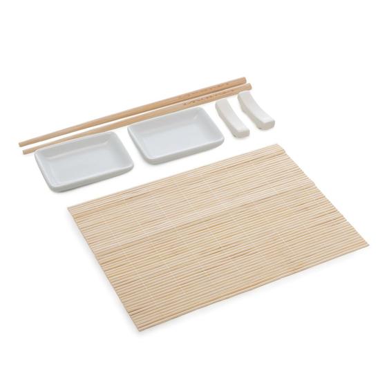 Imagem de Conjunto 13 Peças Sushi Esteira 4 Molheiras 4 Pares Hashi de Bambu e 4 Suportes para Hashi Cerâmica Lyor