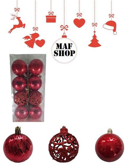Conjunto 16 Bola Arvore de Natal Vermelho Dourado Azul Rose - MAF SHOP -  Bola de Natal - Magazine Luiza