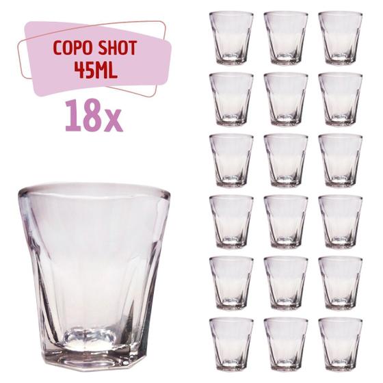 Conjunto 18 Copos Shot Vidro Tequila Cachaça Dose 45ml Bar - TODO DIA Imagem de Conjunto 18 Copos Shot Vidro Tequila Cachaça Dose 45ml Bar
