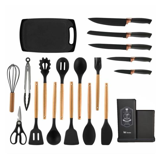 Conjunto 19 Peças Utensílios Kit Cozinha Silicone California Menor preço em Conjunto 19 Peças Utensílios Kit Cozinha Silicone California
