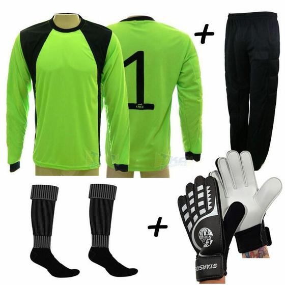 Imagem de Conjunto 1Camisa 1Calca 1Meia 1Luva Goleiro vrd popular - Lince