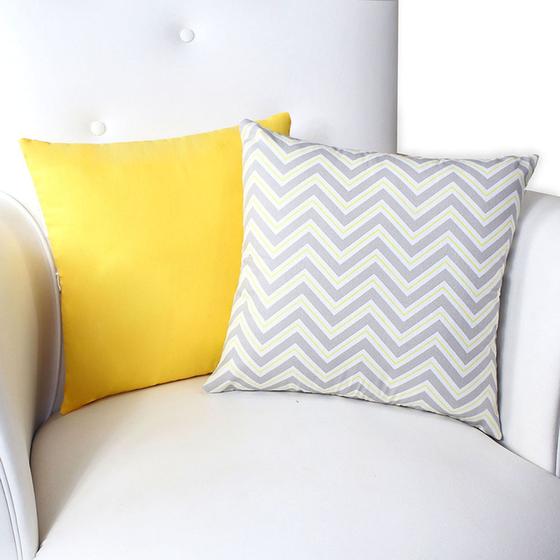 Imagem de Conjunto 2 Almofadas Decorativas Enxoval Bebê - Chevron com Amarelo